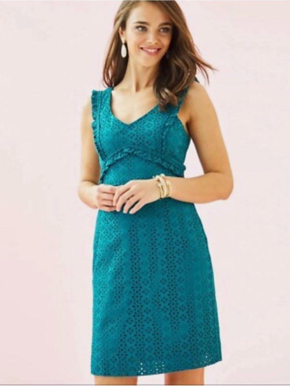 Teal Lace Sheath Dress - Women